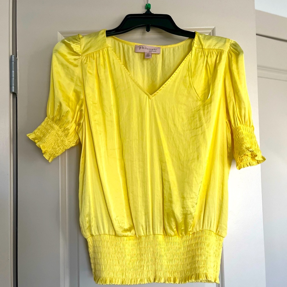 Philosophy Yellow Blouse (Size:M) NWOT  PTP:20" 100% polyester